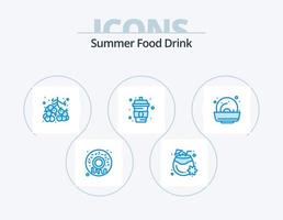 pack d'icônes bleues de boisson de nourriture d'été 5 conception d'icônes. l'été. moule. nourriture. l'eau. nourriture vecteur