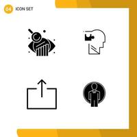 interface mobile glyphe solide ensemble de 4 pictogrammes de sortie d'évaluation d'entreprise puzzle humain éléments de conception vectoriels modifiables par l'utilisateur vecteur