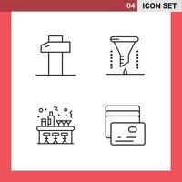 ensemble de pictogrammes de 4 couleurs plates remplies simples de menuiserie célébration analyse chimique filtre fête éléments de conception vectoriels modifiables vecteur