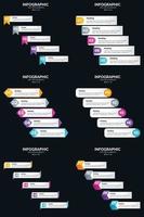 vecteur 6 infographie pack présentation modèle de diapositive 5 étapes cycle diagrammes et chronologies