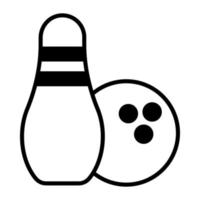 une icône de jeux d'intérieur, vecteur de bowling dans un style moderne