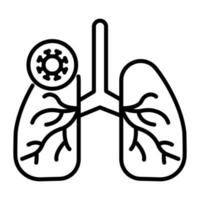 conception d'icône vectorielle d'infection pulmonaire dans un style branché, pneumonie vecteur