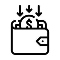 retour d'argent dans l'illustration vectorielle de l'icône de la ligne du portefeuille vecteur