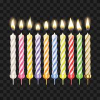 bougies d'anniversaire en vecteur de jeu de couleurs différentes