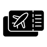 incroyable vecteur de billet d'avion, carte de voyage pour icône modifiable de vol