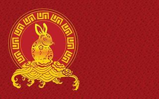illustration vectorielle de joyeux nouvel an chinois de conception animale de lapin. motif de fond rouge vecteur