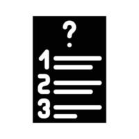 liste de questions icône glyphe signe d'illustration vectorielle vecteur
