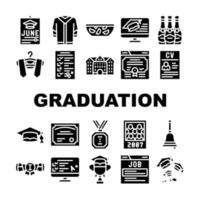 graduation education collection icônes définies illustrations vectorielles vecteur