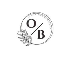 ob initiales lettre mariage monogramme logos modèle, modèles minimalistes et floraux modernes dessinés à la main pour cartes d'invitation, réservez la date, identité élégante. vecteur