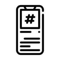 illustration vectorielle de l'icône de la ligne d'écran mobile hashtag vecteur