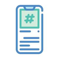 illustration vectorielle de l'icône de couleur de l'écran mobile hashtag vecteur