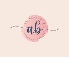 logo féminin ab initial. utilisable pour les logos nature, salon, spa, cosmétique et beauté. élément de modèle de conception de logo vectoriel plat.