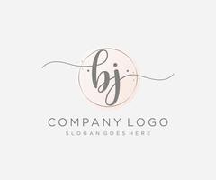 logo féminin bj initial. utilisable pour les logos nature, salon, spa, cosmétique et beauté. élément de modèle de conception de logo vectoriel plat.