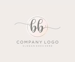 logo féminin initial bb. utilisable pour les logos nature, salon, spa, cosmétique et beauté. élément de modèle de conception de logo vectoriel plat.