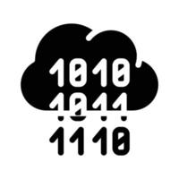 programmation code binaire stockage en nuage icône glyphe illustration vectorielle vecteur