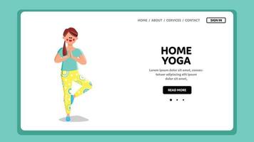 vecteur de femme pratiquant et formant le yoga à la maison