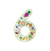 jeu d'icônes de collage de nourriture et de boisson à partir du numéro 6. ensemble vectoriel d'allergènes essentiels et d'icônes de ligne de régime. jeu d'icônes de nourriture modifiable.