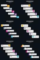 vecteur 6 infographie pack présentation modèle de diapositive 5 étapes cycle diagrammes et chronologies