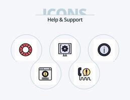 ligne d'aide et de support rempli pack d'icônes 5 conception d'icônes. global. centre. question. poster. e-mail vecteur