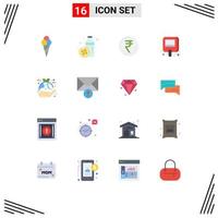 ensemble de pictogrammes de 16 couleurs plates simples de commerce d'enchères en compétition inr pack modifiable d'éléments de conception de vecteur créatif