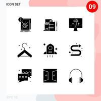 interface mobile glyphe solide ensemble de 9 pictogrammes d'éléments de conception vectoriels modifiables d'oeufs de suspension de l'industrie de l'astronomie spatiale vecteur