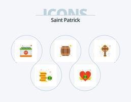 pack d'icônes plat saint patrick 5 conception d'icônes. croix. récipient. calendrier. baril de bière. trèfle vecteur