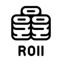 sushi roll plat icône vecteur contour illustration