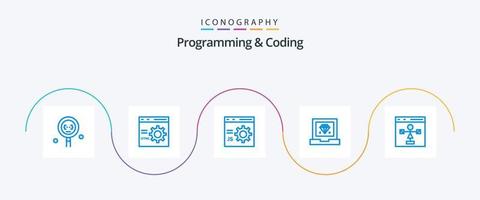 programmation et codage pack d'icônes bleu 5, y compris le développement. codage. développement. développement vecteur