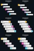 vecteur 6 infographie pack présentation modèle de diapositive 5 étapes cycle diagrammes et chronologies