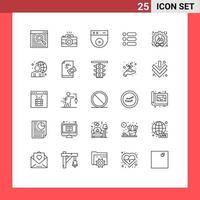 ligne d'interface mobile ensemble de 25 pictogrammes de guirlande noël cam tâche d'écriture éléments de conception vectoriels modifiables vecteur