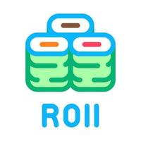 sushi roll plat icône vecteur contour illustration