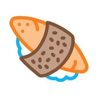 sushi roll riz poisson viande icône vecteur contour illustration
