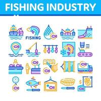 vecteur de jeu d'icônes de processus d'affaires de l'industrie de la pêche