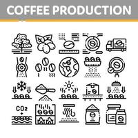 icônes de collection de production de café définies illustrations vectorielles vecteur
