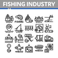 vecteur de jeu d'icônes de processus d'affaires de l'industrie de la pêche