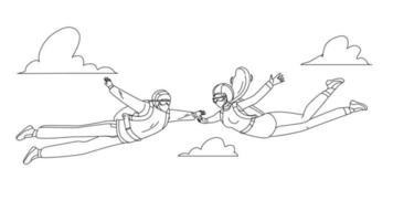 parachutistes homme et femme saut en parachute dans le vecteur de l'air