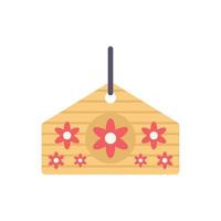 vecteur plat d'icône de porte-bonheur en bois. japon neko
