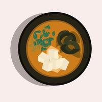 cuisine nationale japonaise, soupe miso. illustration vectorielle. vecteur