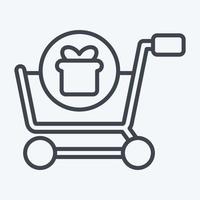 icône acheter avec cadeau. lié au symbole de la boutique en ligne. style de ligne. simple illustration. magasin vecteur