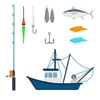 Vecteurs de pêche à plat