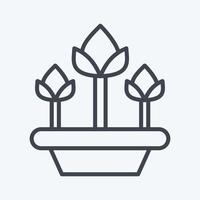 icône tulipes. lié au symbole de la flore. style de ligne. simple illustration. plante. chêne. feuille. Rose vecteur