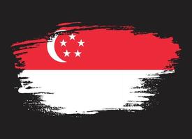 coup de pinceau grunge dessiné à la main vecteur de drapeau de singapour
