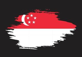 vecteur de drapeau de singapour coup de pinceau tache