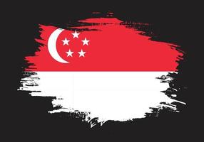 vecteur de drapeau de singapour coup de pinceau épais