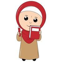 dessin animé de jolie fille avec hijab vecteur