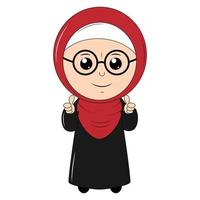 dessin animé de jolie fille avec hijab vecteur