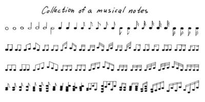 jeu de doodle de note de musique. symbole musical dessiné à la main. éléments pour l'impression, le web, le design, la décoration, le logo vecteur