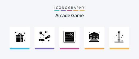 pack d'icônes arcade glyph 5 comprenant du plaisir. jouer. jouer. Jeu. jouer. conception d'icônes créatives vecteur