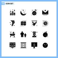 16 concept de glyphe solide pour les sites Web mobiles et les applications soufflant des éléments de conception vectoriels modifiables par e-mail vecteur