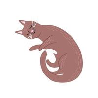 le chat domestique dort. vie de chat active. posture animale. illustration vectorielle dessinée à la main isolée sur blanc. vecteur